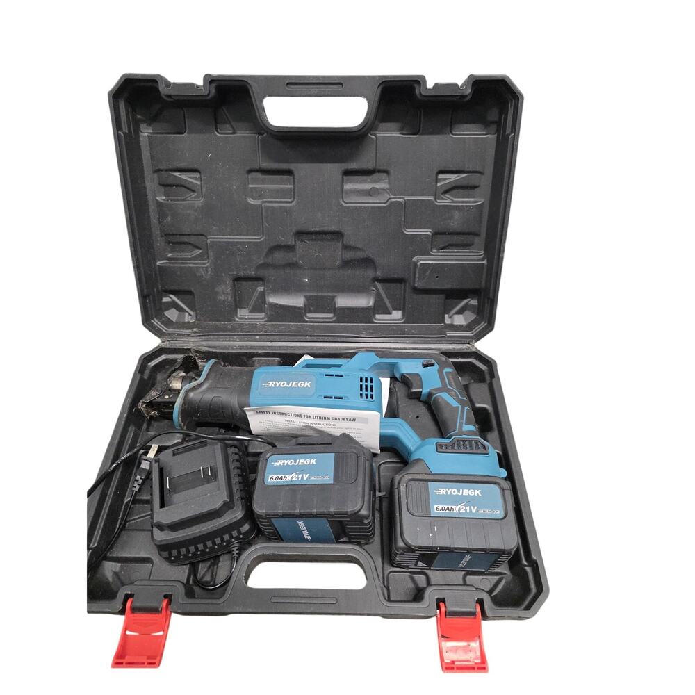 RYOJEGK 21V Cordless Mini Chainsaw Kit w/ Case 2 Batteries Charger